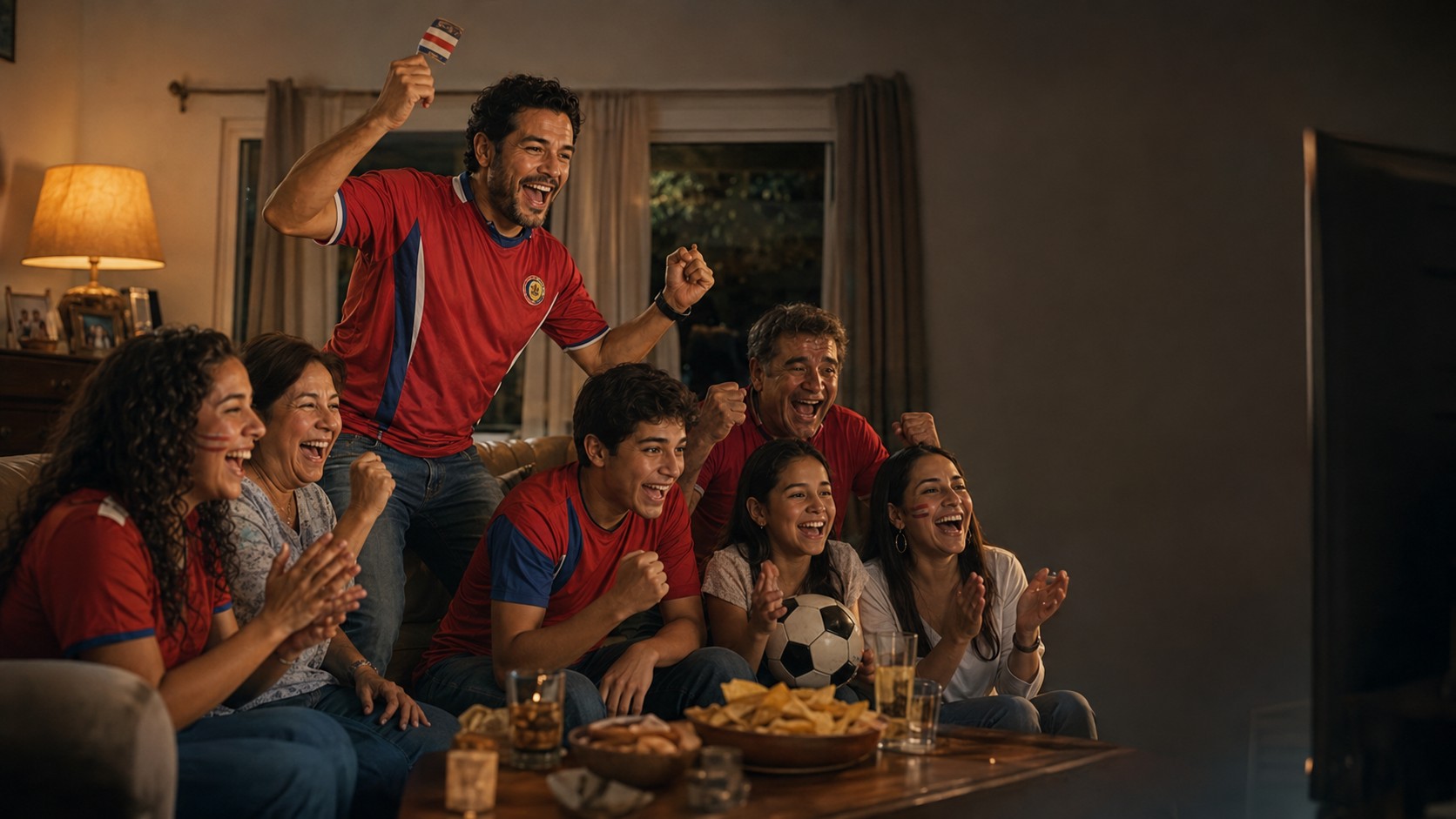 Several generations enjoy an evening together as a family.